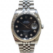 ロレックスのデイトジャスト Ref.116234G SS×WG 10Pダイヤ 黒文字盤 自動巻き時計をブランド買取のエコスタイル銀座本店で買取致しました。状態は若干の使用感がある中古品です。