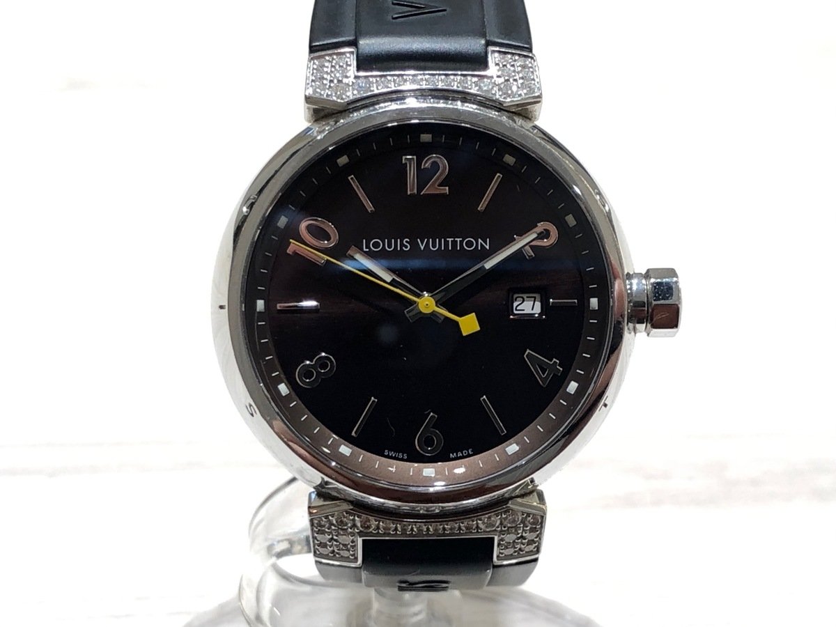 ルイヴィトンのタンブール Q111G ダイヤ入り ラバーベルト クオーツ腕時計の買取実績です。