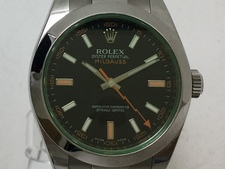 ロレックス ミルガウス Ref.116400GV SS グリーンサファイアガラス 黒文字盤 自動巻き時計 買取実績です。
