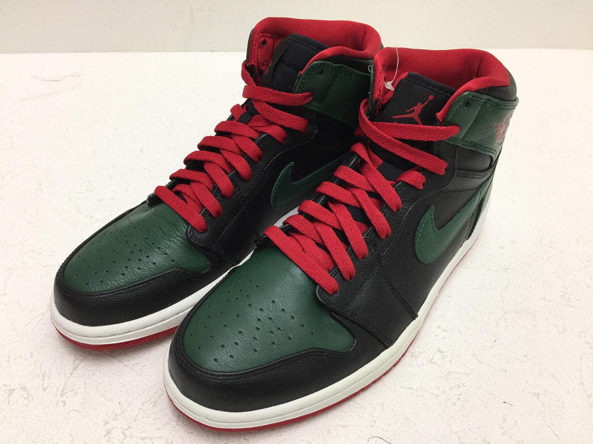 ナイキの332550-025　AIR JORDAN 1 RETRO HIGH　BLACK/GYM RED-GORGE GREEN-WHITEの買取実績です。