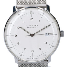 ユンハンスの27.4700 Max Bill Automatic Date マックス・ビル SS 自動巻き時計を買取させていただきました。銀座本店状態は小キズなどご愛用感のある中古品