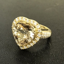 金 18K 0.80ct シトリン ダイヤモンド ハートモチーフ リング 買取実績です。