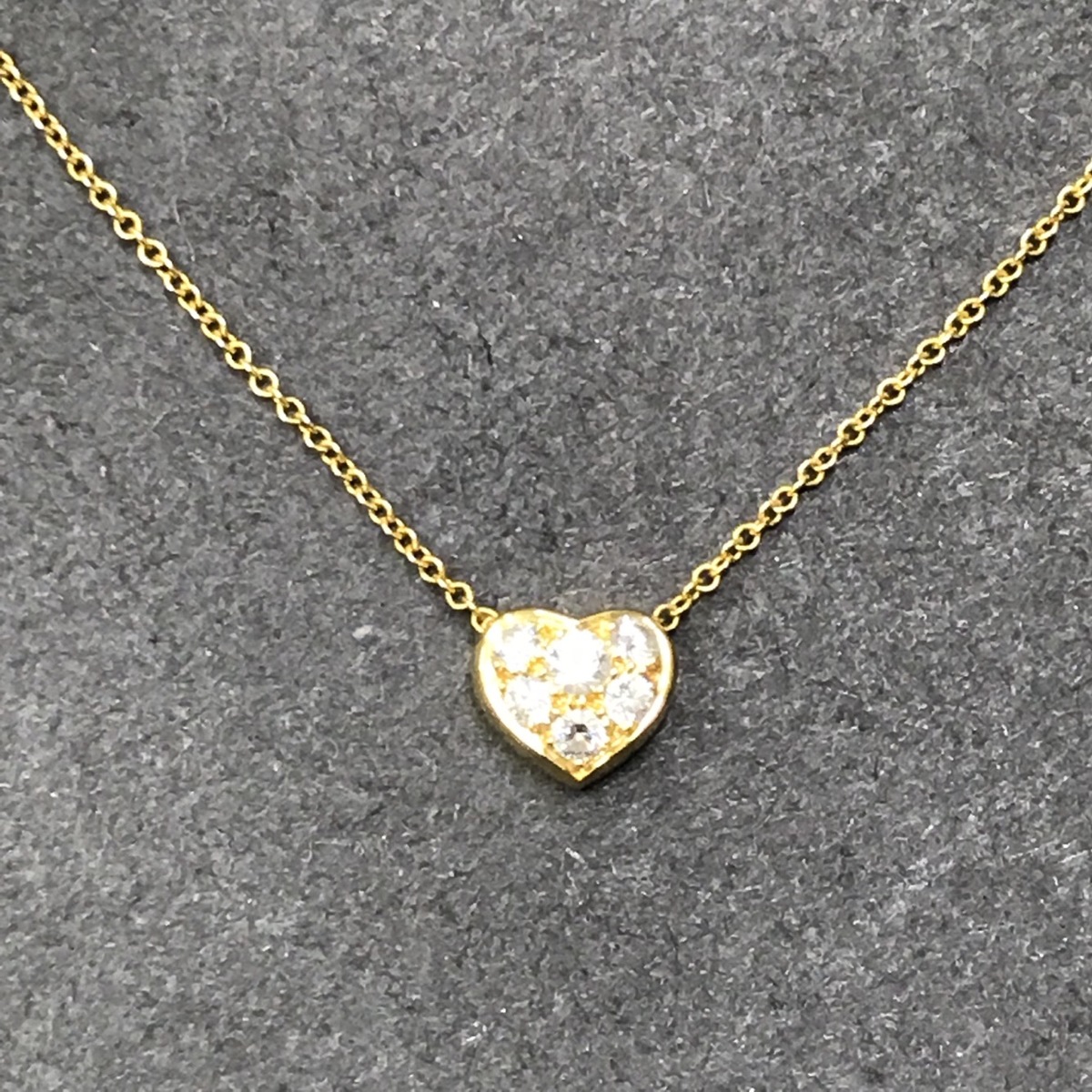 【超美品】Tiffany ティファニー パヴェ ハート 6Pダイヤ ネックレス