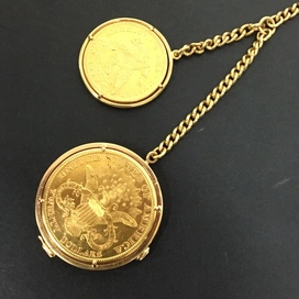ピアジェのK18 750YG 全金無垢 20&10ドルコイン金貨 手巻き懐中時計の買取実績です。