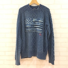 ラルフローレン 10533744001 Tonal Flag Crewneck Sweater ウォッシュ加工 星条旗 クルーネックニットセーター 買取実績です。