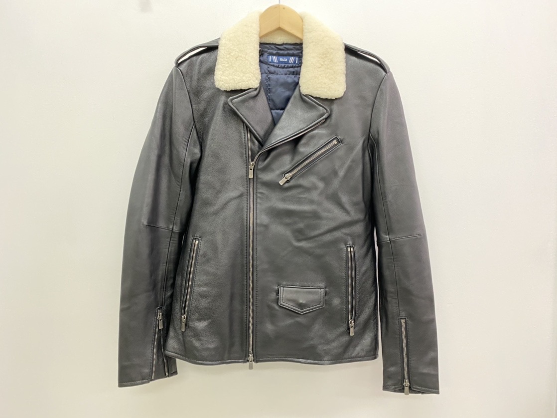 TÊTE HOMMEテットオムシングルレザーライダースジャケットカーキ4ファー付 TETE HOMME（テットオム）の「ラムレザーシングルライダース
