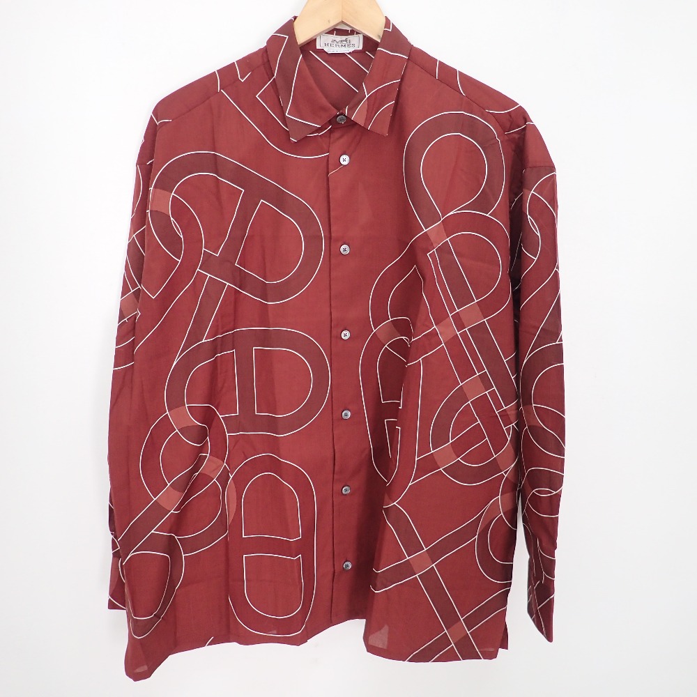 エルメスの国内正規 コットン素材の袖口セリエ釦 シェーヌダンクル総柄 長袖シャツをエコスタイル広尾店で買取いたしました。 買取価格・実績