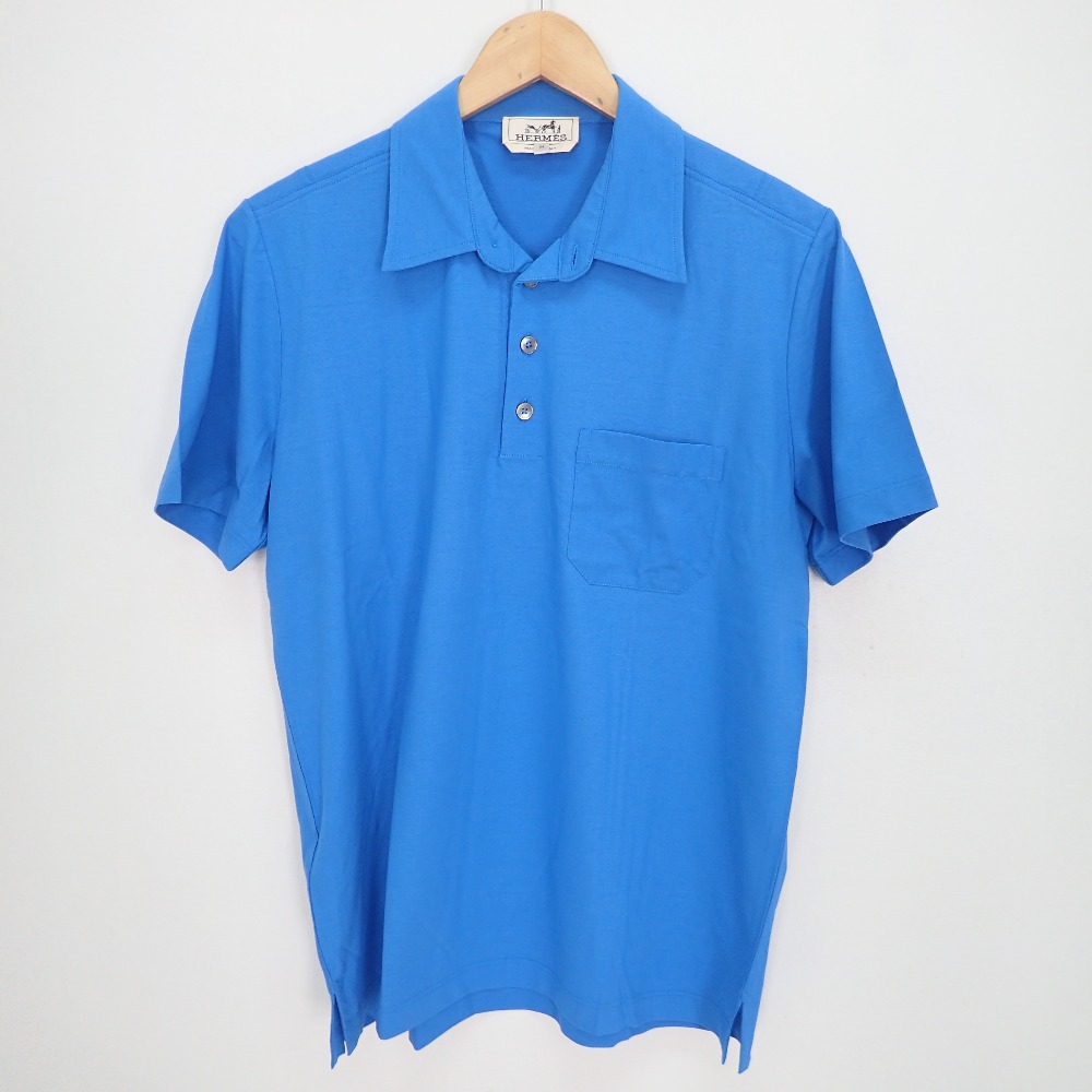 エルメスの正規 ブルー コットン素材半袖 ポロシャツの買取実績です。