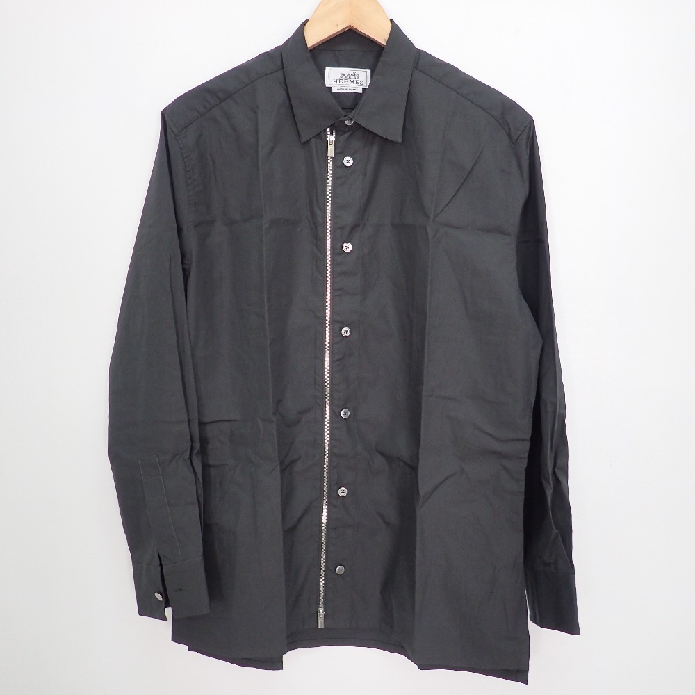 エルメスの国内正規 コットン 袖口セリエ釦 ボタン ジップアップ 長袖シャツの買取実績です。