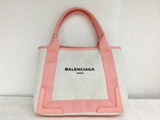 浜松鴨江店で、バレンシアガの339933のNAVY CABAS S ピンクのトートバッグを買取りました。状態は綺麗な状態の中古美品です。