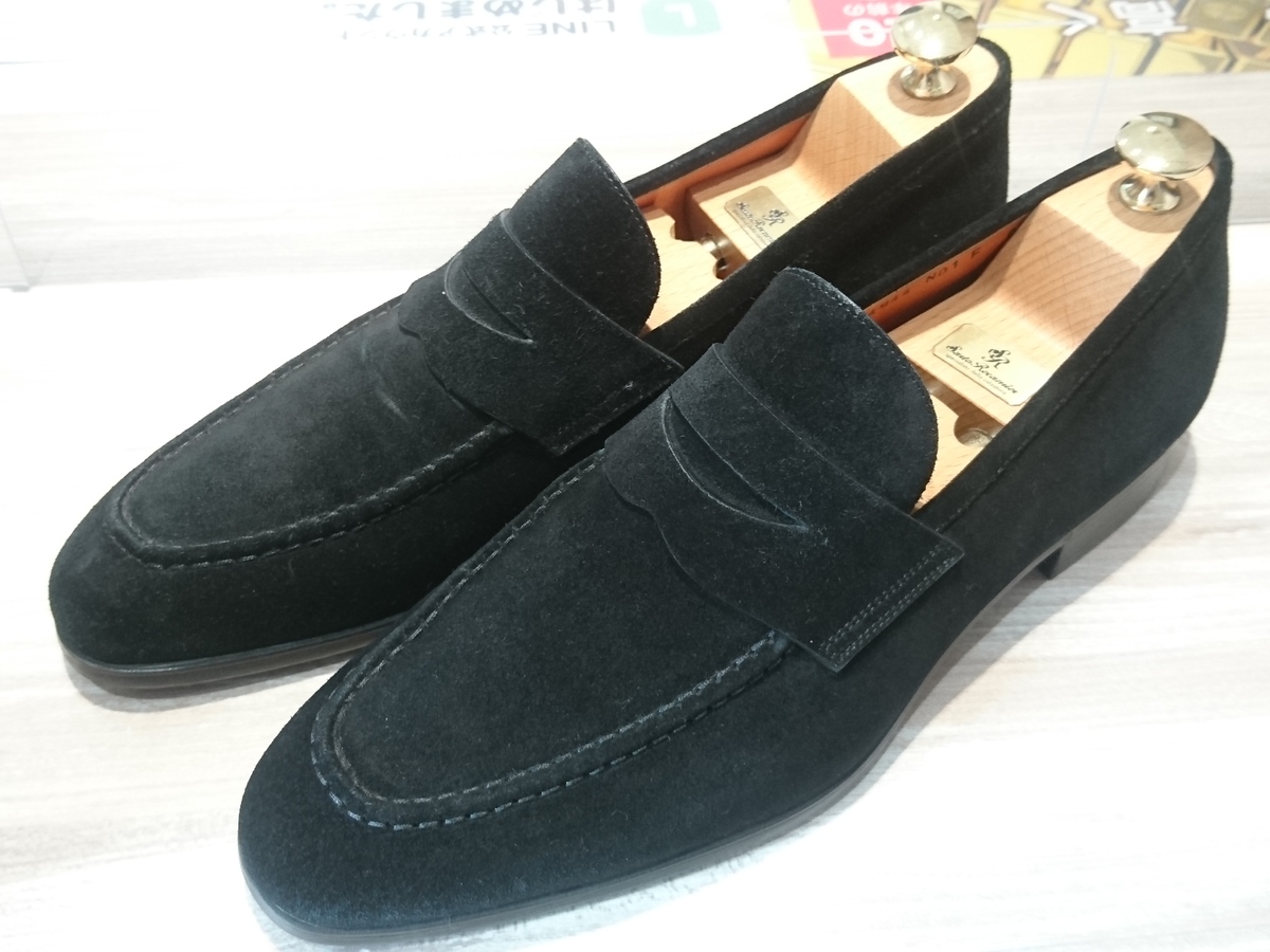 中古】サントーニ Santoni スエード コイン ローファー ブラウン 