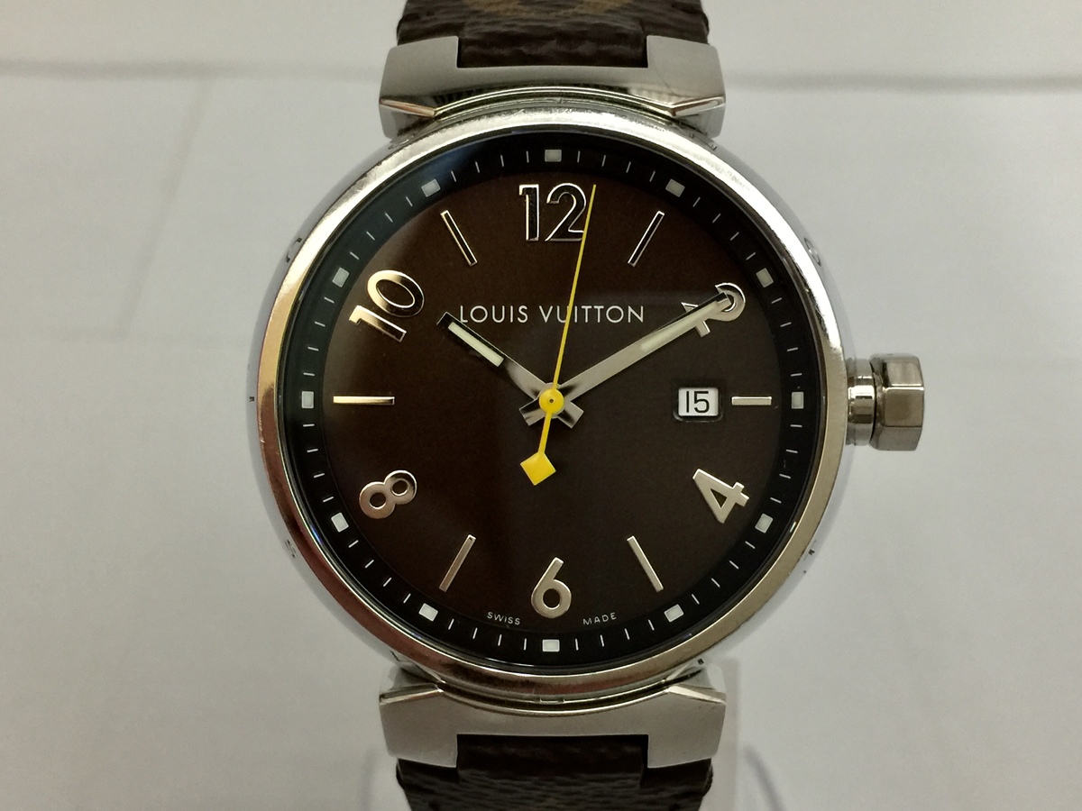 ルイヴィトンのQ1111 タンブール ブラウン SS×レザー クオーツ時計の買取実績です。