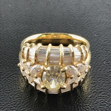 金 Ｋ18 9.1g D1.055/2.22Ct オーバル/バケッタカットリング 買取実績です。