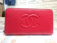 エコスタイル新宿店にて、シャネルの22番台 ココマーク キャビアスキン ラウンドジップ長財布を買取しました。状態は数回使用程度の新品同様品です。