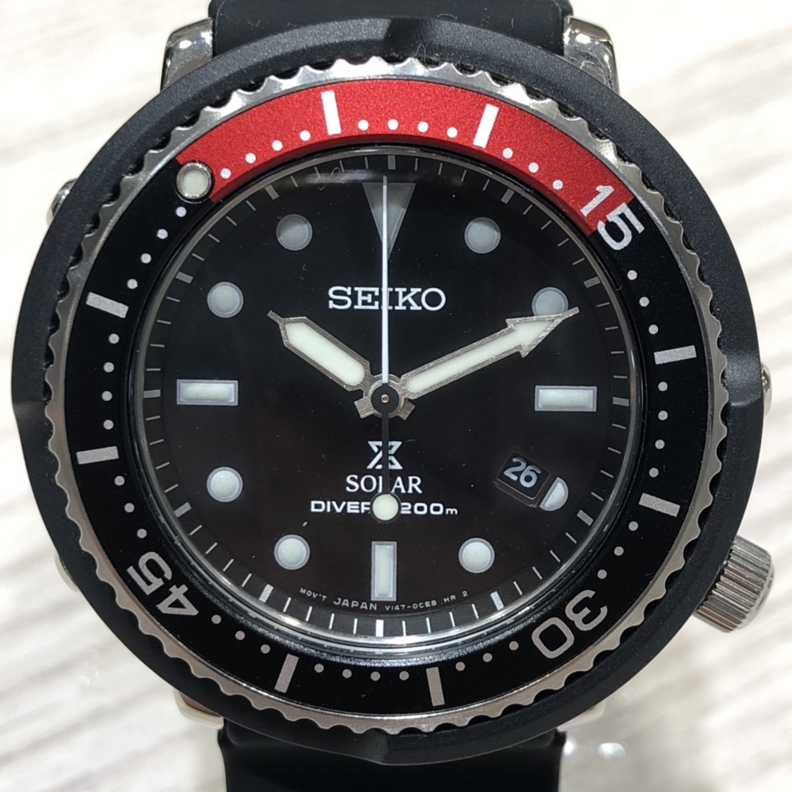 セイコーのプロスペックス 黒赤 STBR009 LOWERCASE 2000本限定モデル クオーツ時計の買取実績です。