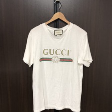 エコスタイル大阪心斎橋店にて、グッチのダメージ(クラッシュ)加工、オーバーサイズ・ロゴ半袖Tシャツ/半袖カットソー(白)を高価買取いたしました。状態は通常使用感のお品物です。