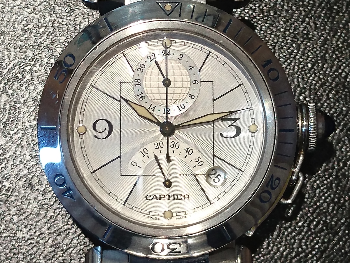 カルティエのW31037H3 パシャ38GMT パワーリザーブ 自動巻き 腕時計の買取実績です。