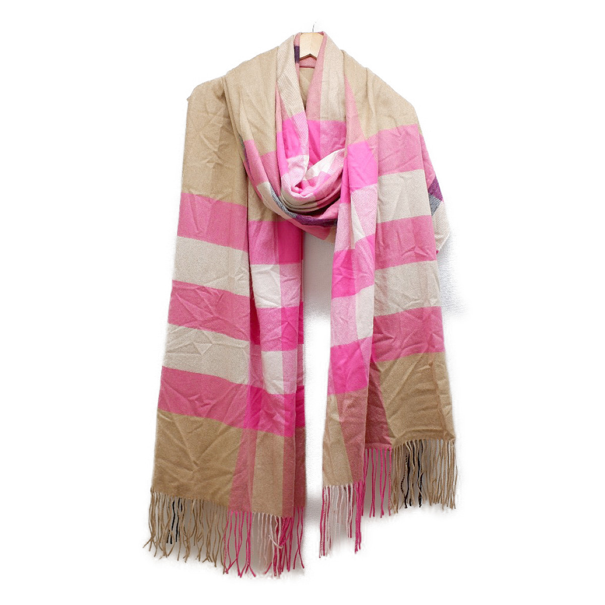 バーバリーのストールのノヴァチェック カシミヤ100 フリンジ大判ストールの買取実績です 21年1月5日公開の情報です エコスタイル