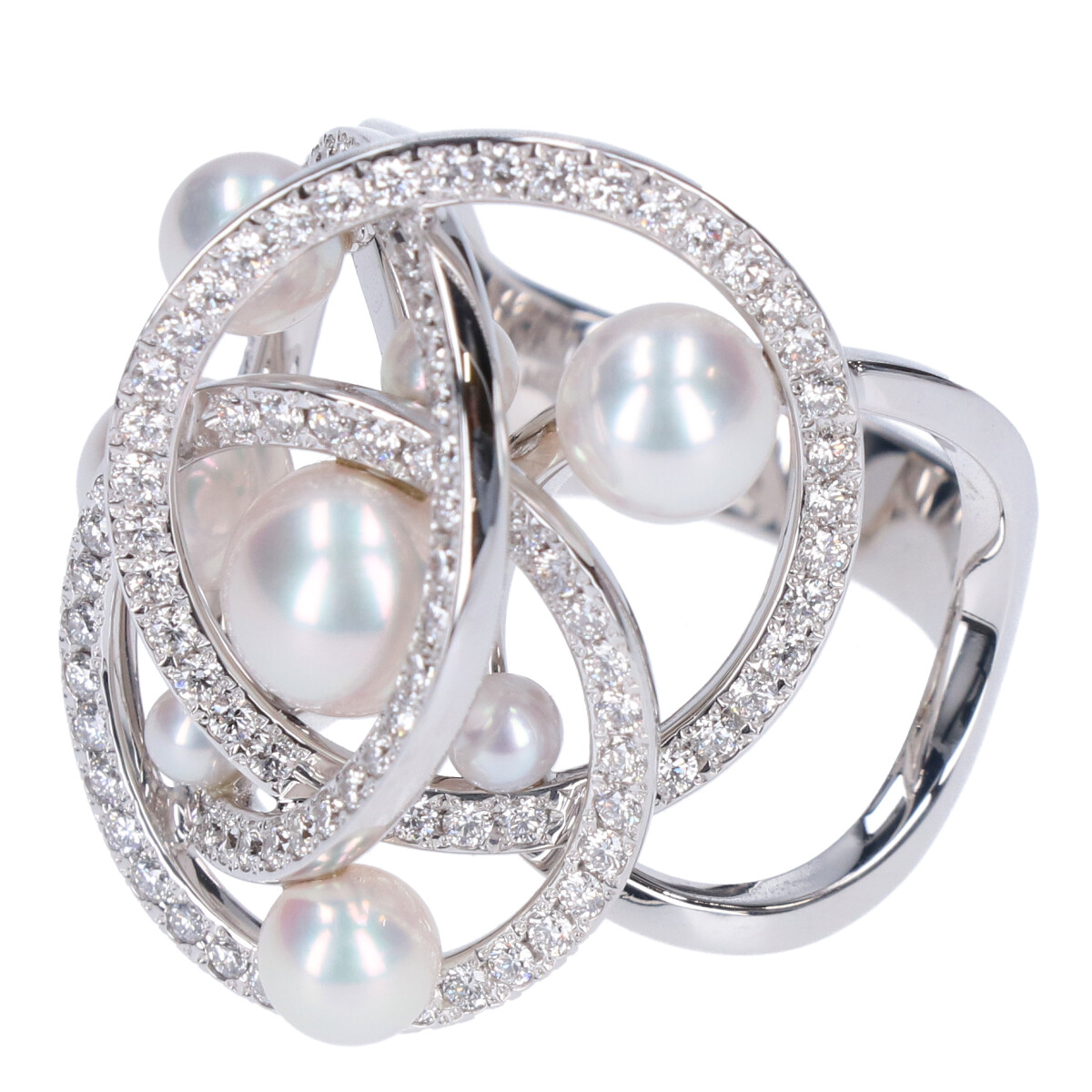 ミキモトの750WG 0.99ctダイヤモンド 真珠 パール リング・指輪の買取実績です。