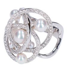 ミキモト 750WG 0.99ctダイヤモンド 真珠 パール リング・指輪 買取実績です。