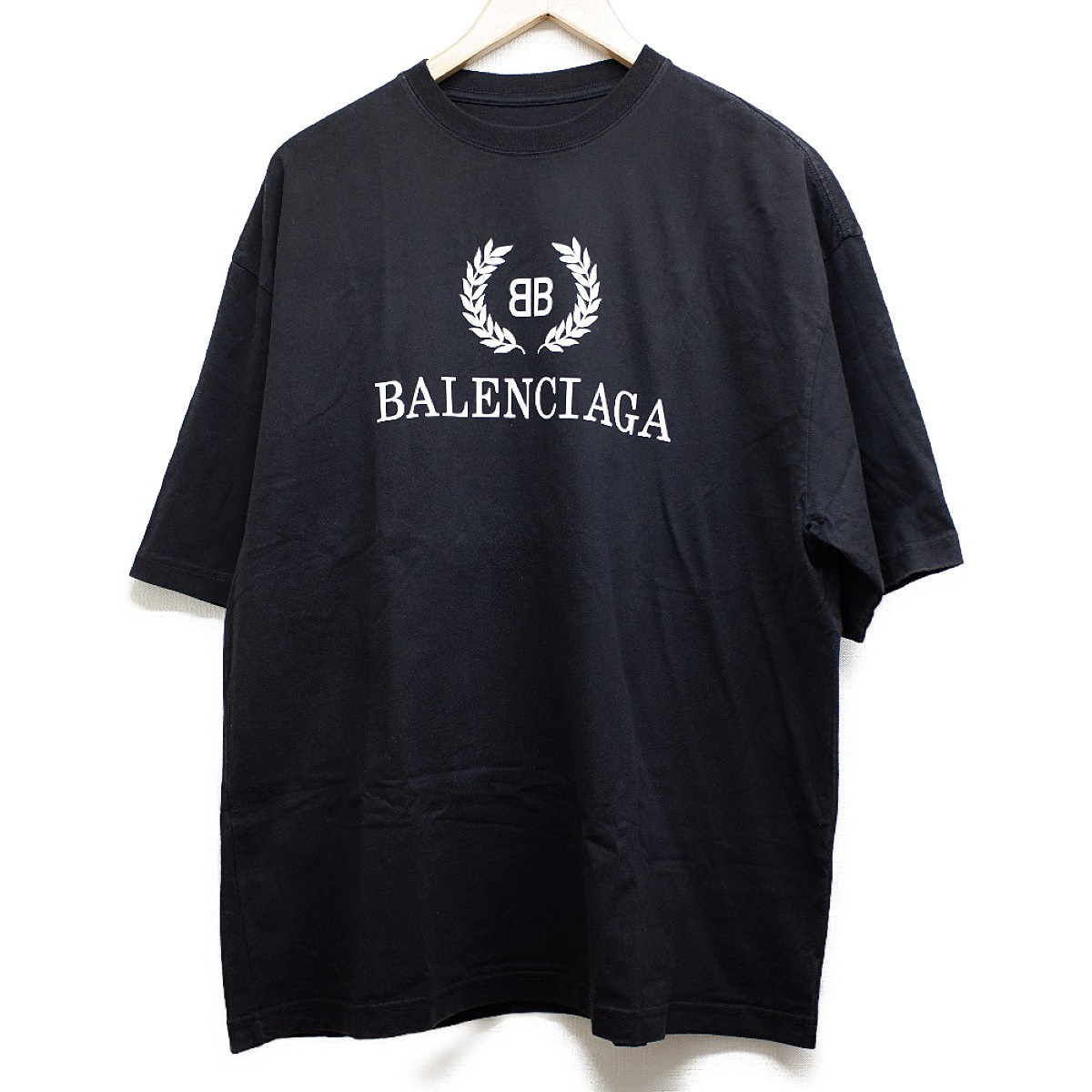 バレンシアガのメンズ服の556148 ロゴプリント クルーネック半袖T