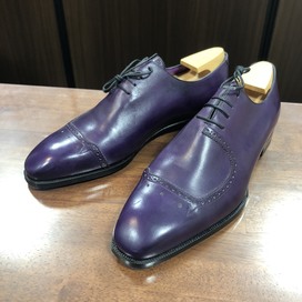 エコスタイル大阪心斎橋店にて、オーベルシー(Aubercy)のパープル、パンチドキャップトゥレザーシューズ/革靴を高価買取いたしました。