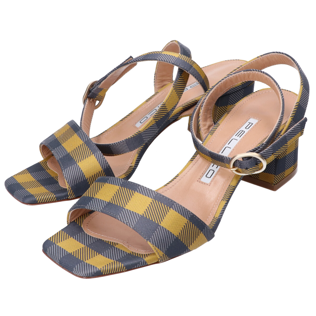 宅配買取センターで、ペリーコのイエロー系のチェック柄のスクエアトゥ