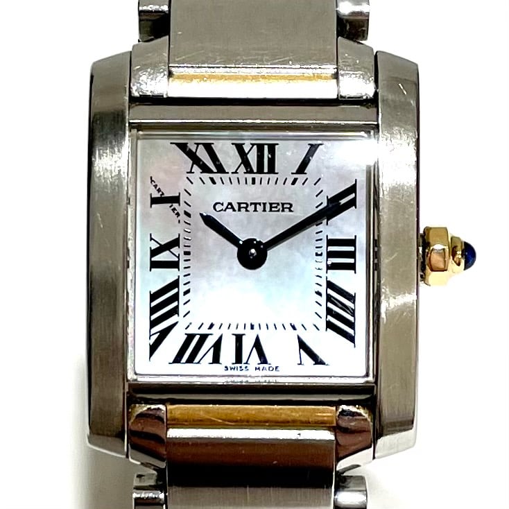 カルティエのタンクフランセーズSM 2384 SM/YG シェル文字盤 クオーツ腕時計の買取実績です。