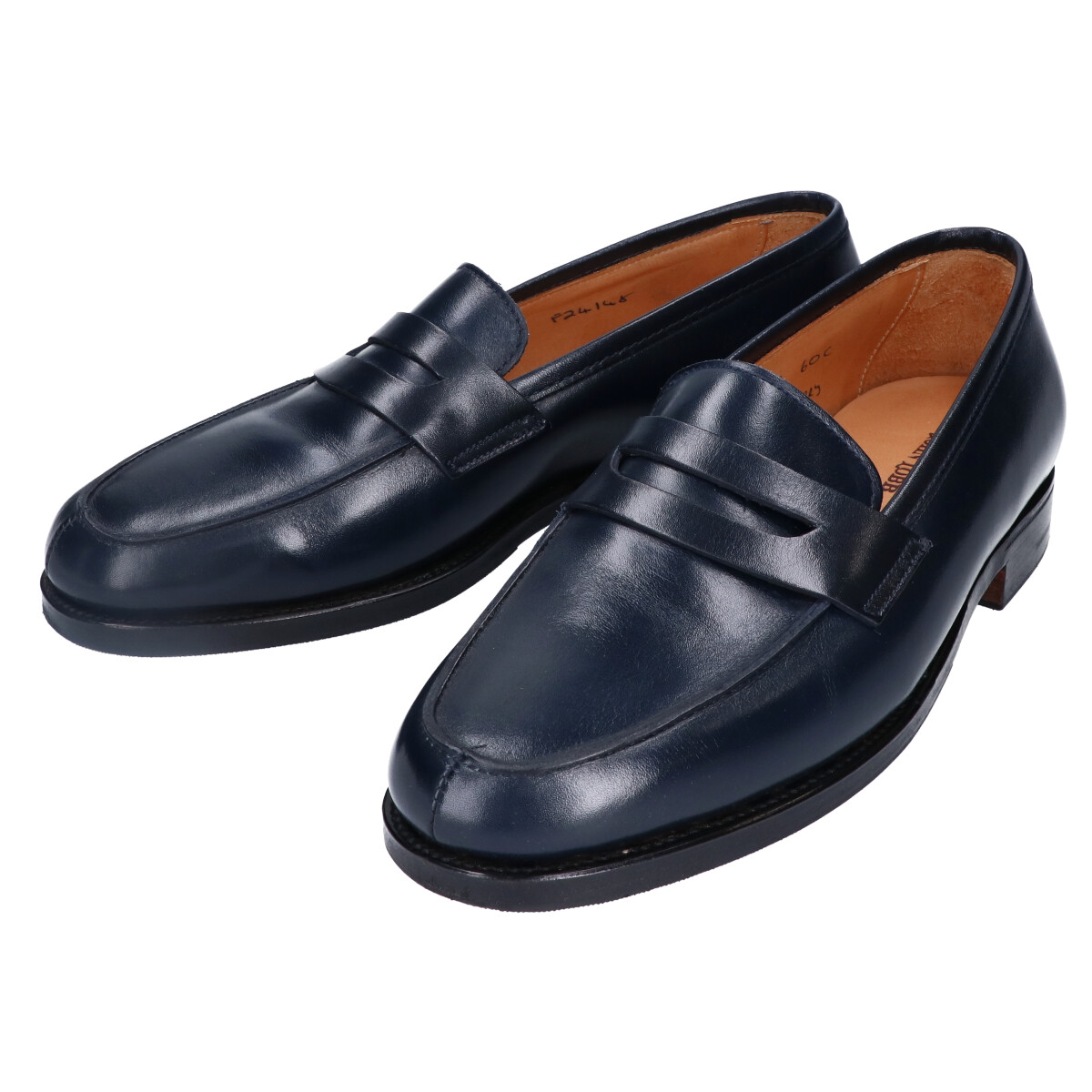 ジョンロブの9073 CHERRY チェリー NAVY BLUE CALF コインローファーの買取実績です。