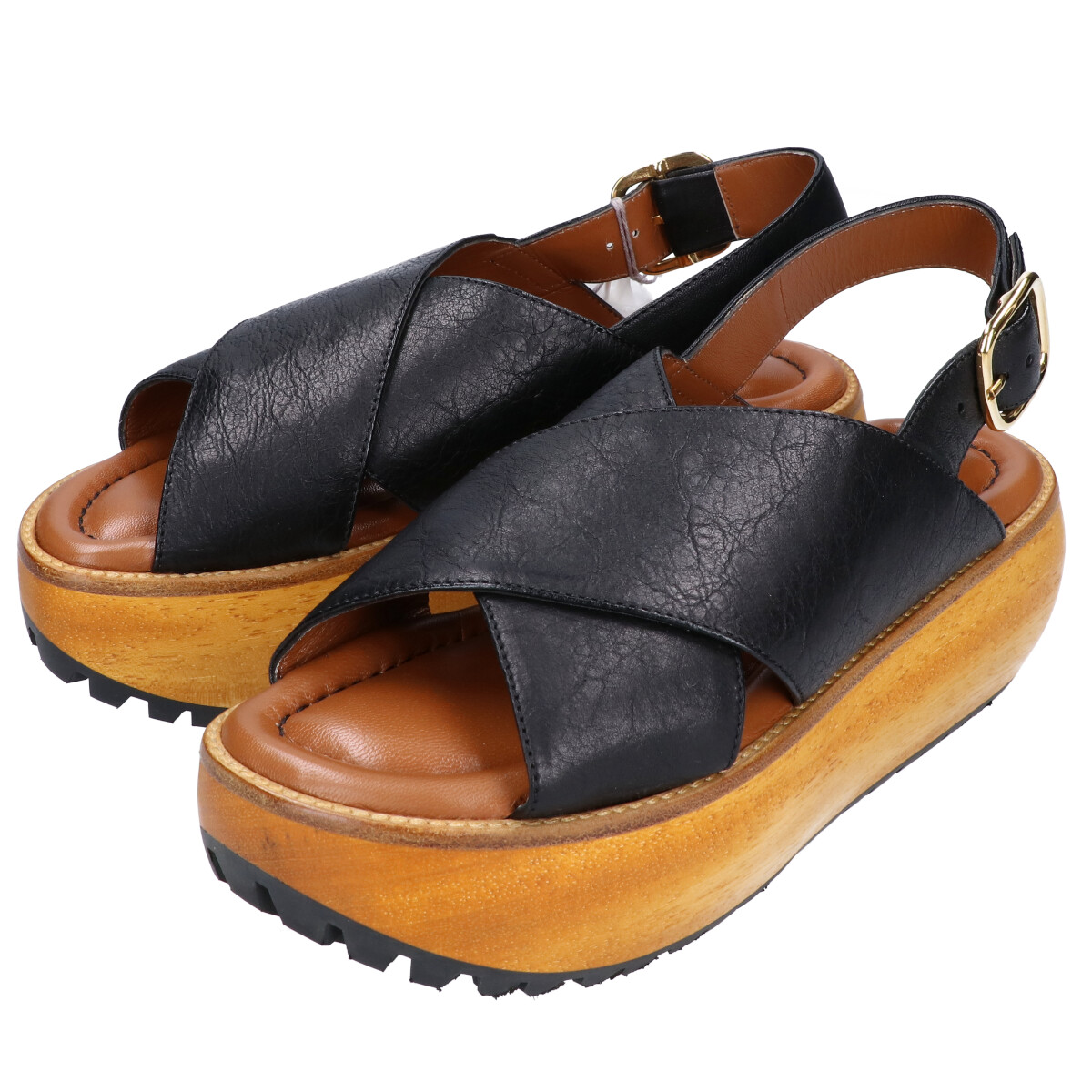 マルニのZPMS000306 LA704 00N99 SANDALS WEDGE FULSBET ウッドソールサンダルの買取実績です。