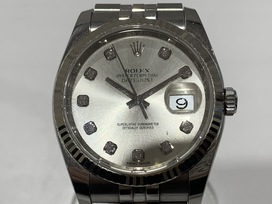 ロレックスのRef.116234G デイトジャスト ランダム品番 SS×WG シルバー文字盤 10Pダイヤの買取実績です。