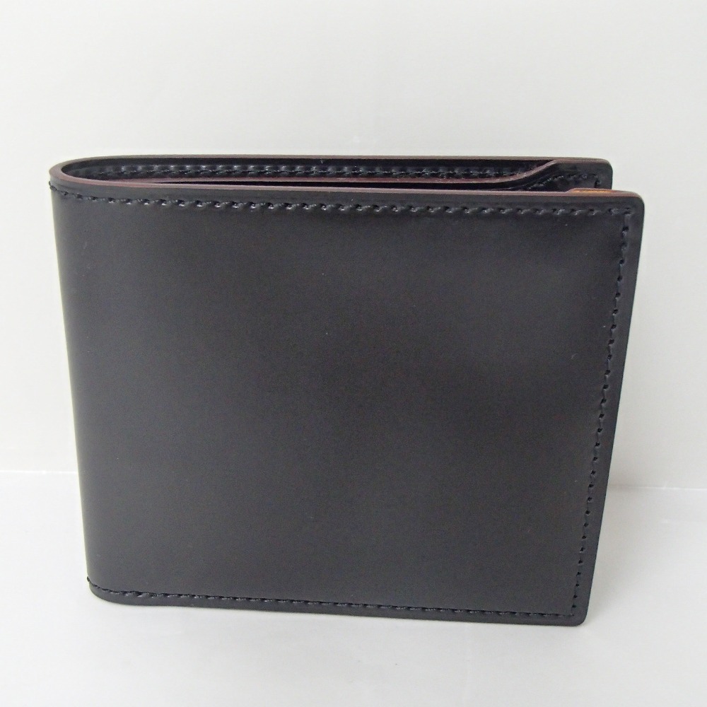 ガンゾのSHELL CORDOVAN 2(シェルコードバン2)　ブラック　純札入れ/二つ折り財布　57129　※小銭入れなしの買取実績です。