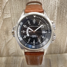 エコスタイル銀座本店で、ハミルトンのH776151 のカーキネイビーのGMTの自動巻き時計を買取ました。状態は目立つ傷、汚れ、使用感のある中古品です。
