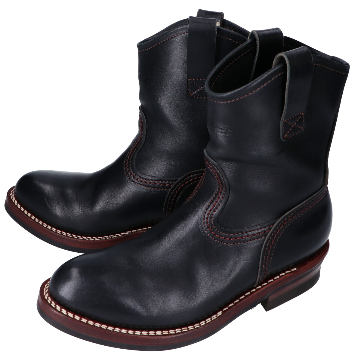 25.5 ファッション 【 中古 】 THE FLAT HEAD メダリオン ブーツ 黒