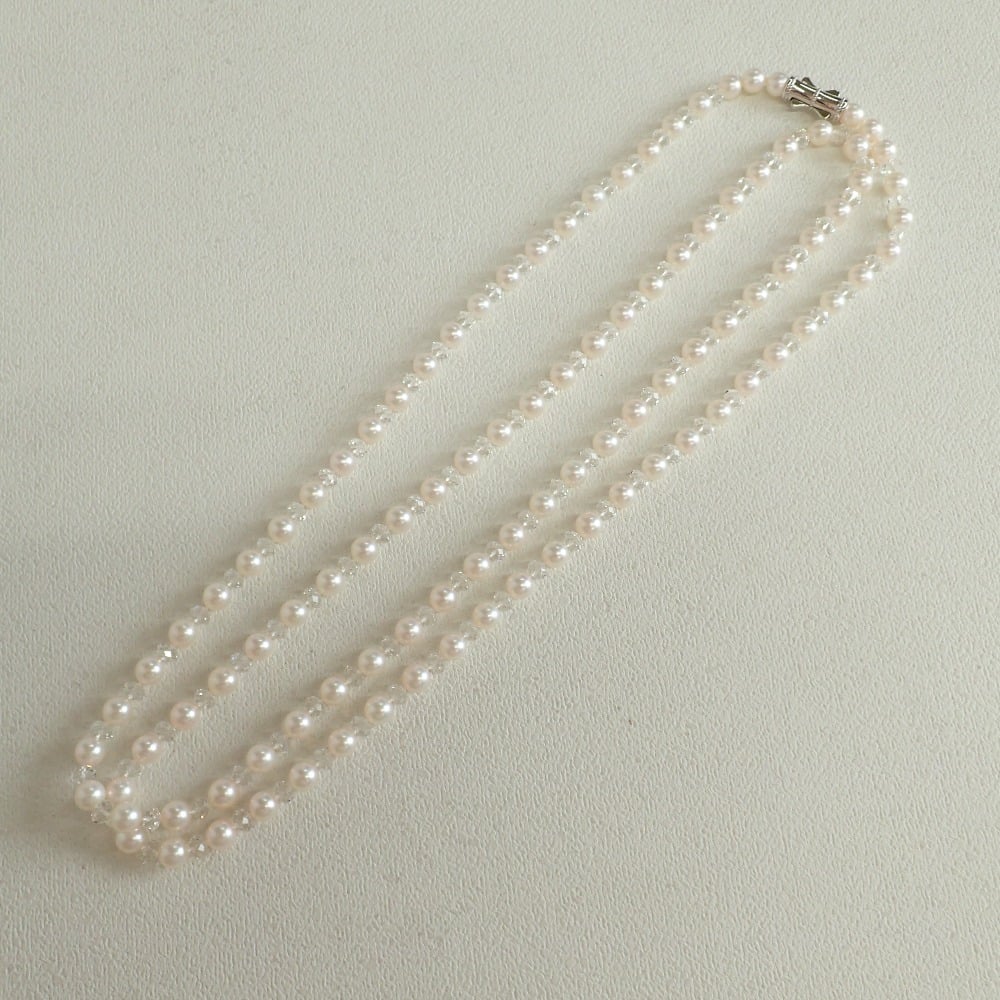 タサキのパールヴァリエ SV 7mm真珠×ホワイトクリスタル 120cm ロングネックレスの買取実績です。