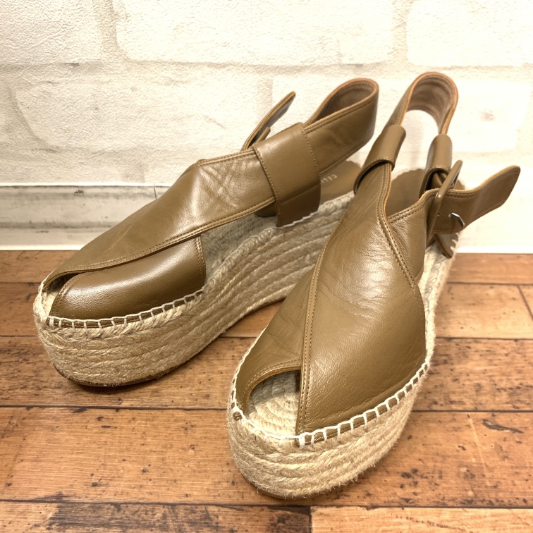 セリーヌ ウェッジ クロスサンダル ネイビー 37.5