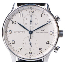 インターナショナルウォッチカンパニー 白文字盤 ポルトギーゼクロノ IW371417 自動巻き腕時計 買取実績です。