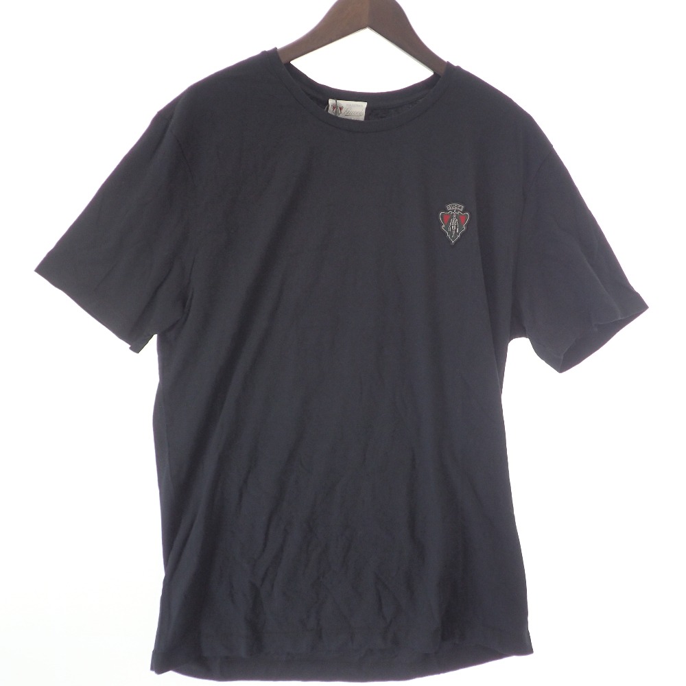 グッチの387411　胸元エンブレムワッペン付　クルーネック半袖Tシャツ/トップス　ブラックの買取実績です。
