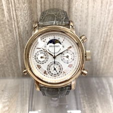 銀座本店で、シェルマンの型番が6771-Ｔ011179のグランドコンプリケーションプレミアムのクロノグラフやムーンフェイズの機能を搭載したクォーツ時計を買取ました。状態は若干の使用感がある中古品です。