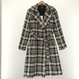 セオリーの2020年モデル　0109601　GETTY TWEED/TRENCH　ツイードラップコート　ブラック×ホワイトの買取実績です。