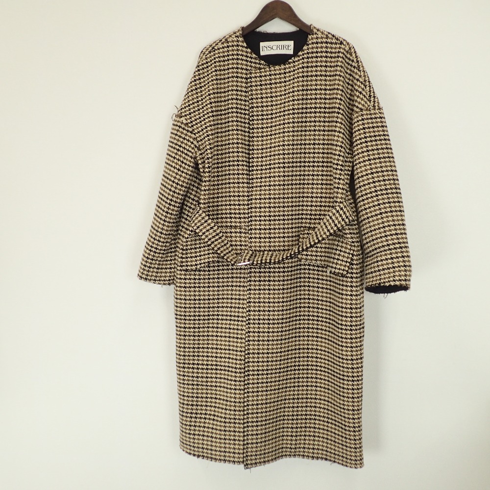 アンスクリアの17AW-CT1B 千鳥柄 ウール混 ベルト付き HOUND TOOTH ROBE COATの買取実績です。