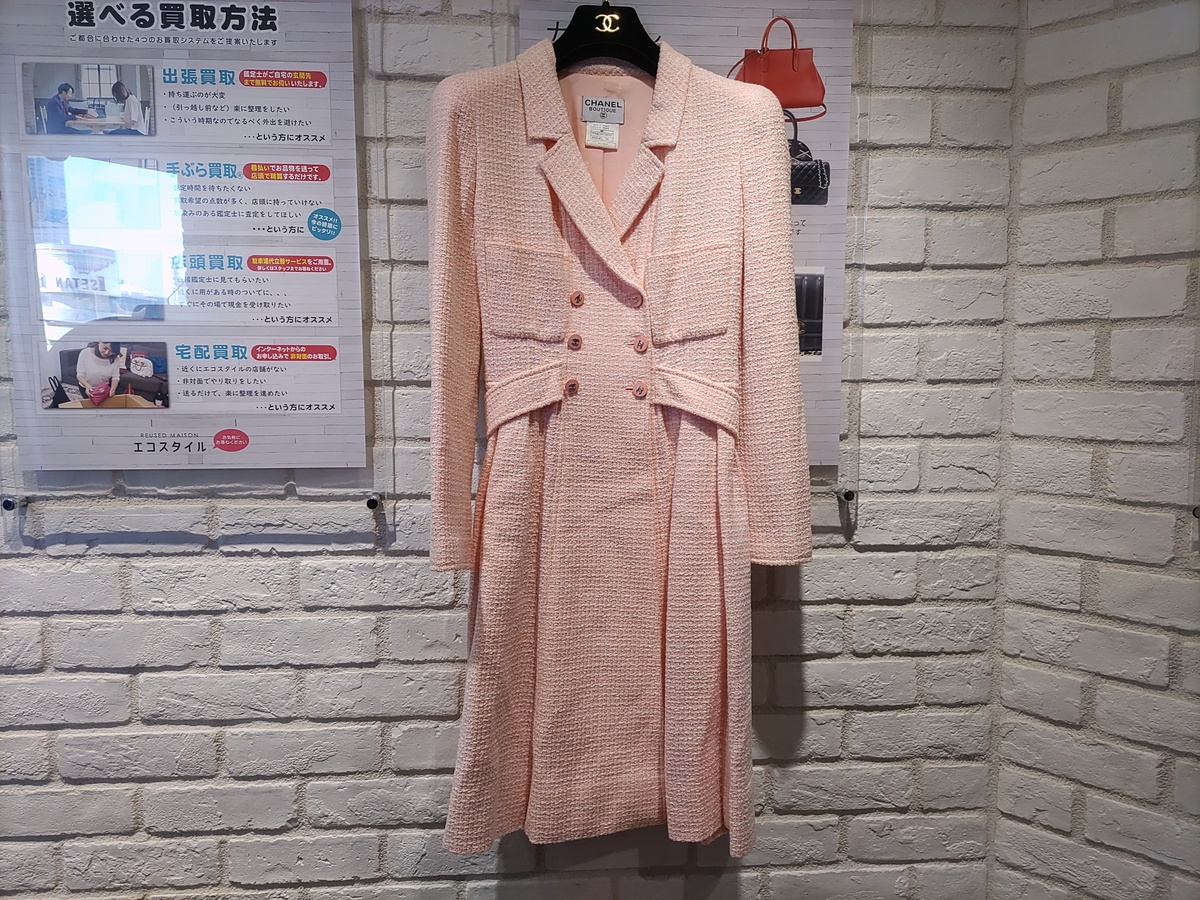 新宿店で、シャネルの96P PO6618V04707 ピンク ツイード ダブル 