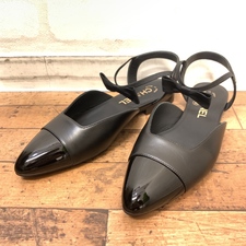 シャネルの靴のGG36361 ブラック メリージェーン ココマーク×リボン 