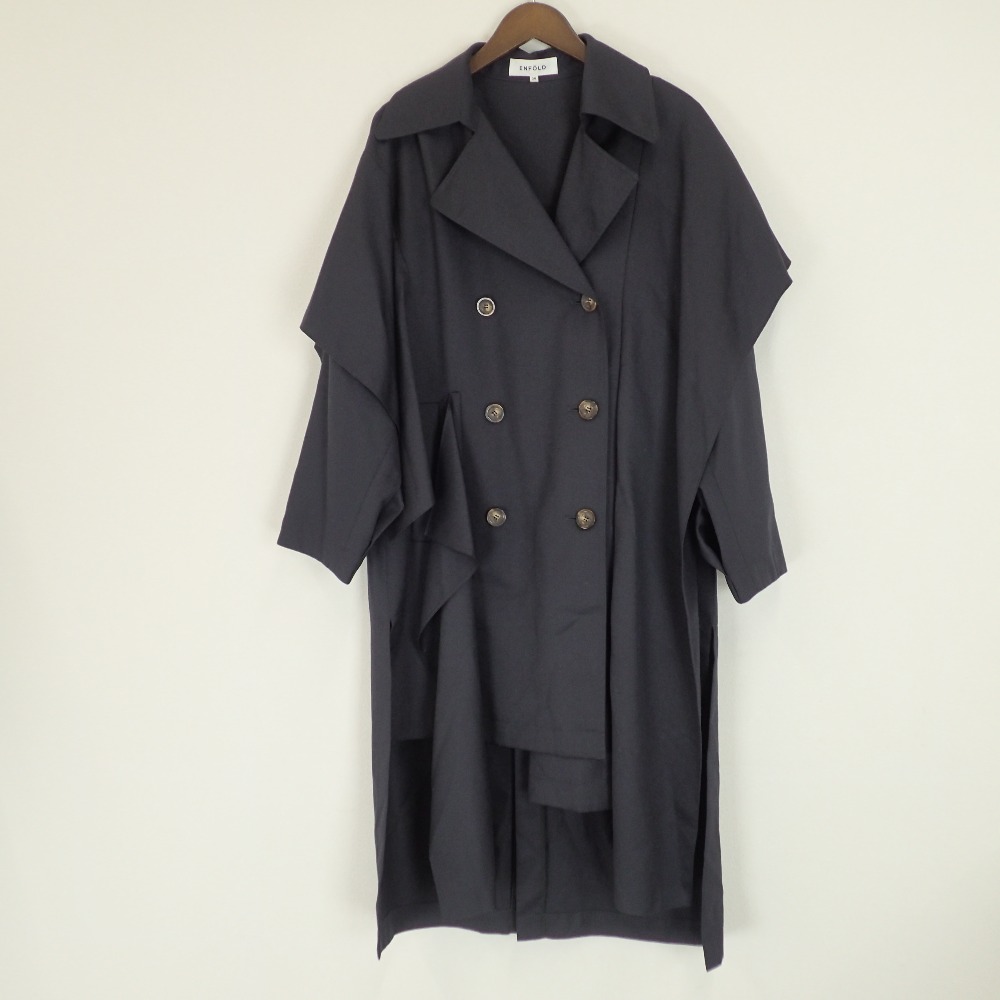 ENFOLDエンフォルドPEツイルWOOL×ダウンコートグレー×ネイビー 36