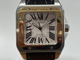 エコスタイル大阪心斎橋店の出張買取にて、カルティエのサントス100LM(W20072X7、SS&18KPGベゼル)、メンズ腕時計を高価買取いたしました。
