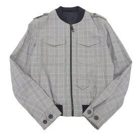 グッチのコットン×ナイロン グレー×チェック柄リブデザインブルゾンジャケットの買取実績です。