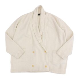 エルダーステイツマンのアイボリー　カシミヤ混　ダブルブレスト　ショールカラーニットジャケットの買取実績です。
