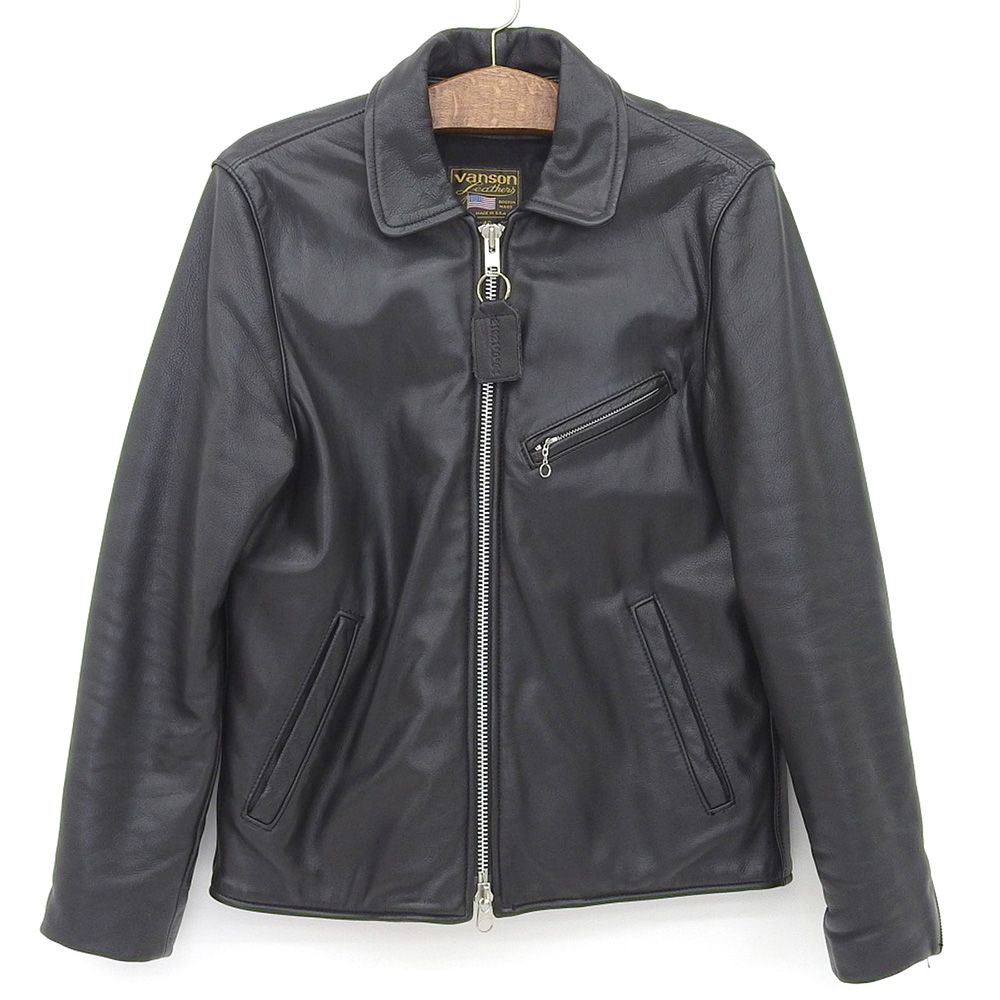 VANSON ENFIELD 別注SLIM FITTEDシングルライダース 36