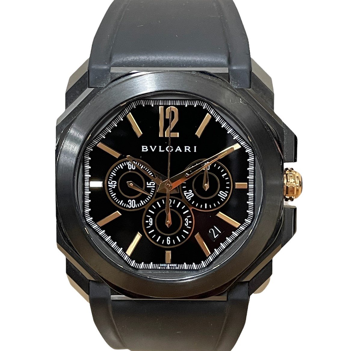 ブルガリのBGO41SCH オクト ヴェロチッシモ クロノグラフ ラバーバンド 自動巻き 腕時計の買取実績です。