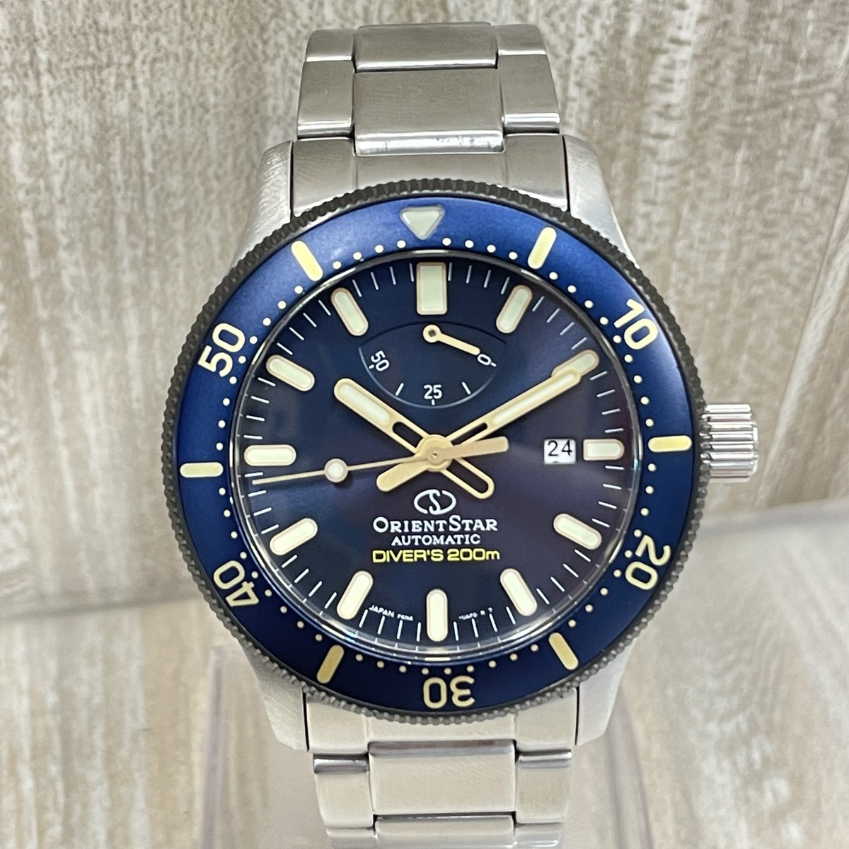 ORIENT STAR オリエントスター自動巻き時計 青文字盤 ステンレスバンド